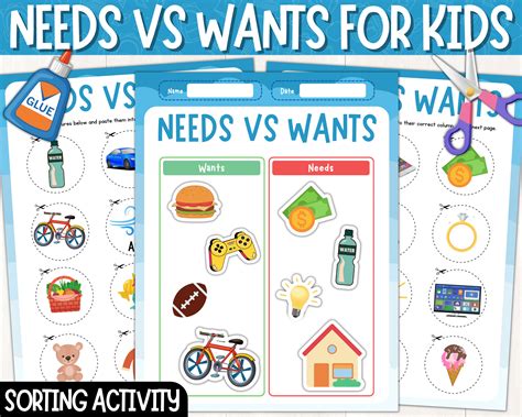 needs and wants examples pdf