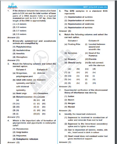 neet 2020 e1 answer key with solutions