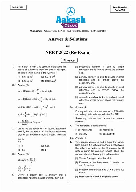 neet question papers with solutions