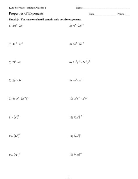 negative exponents worksheet pdf kuta
