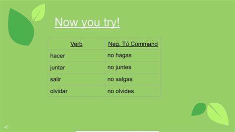 negative tu command apagar