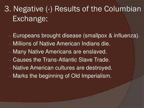 negatives of columbian exchange