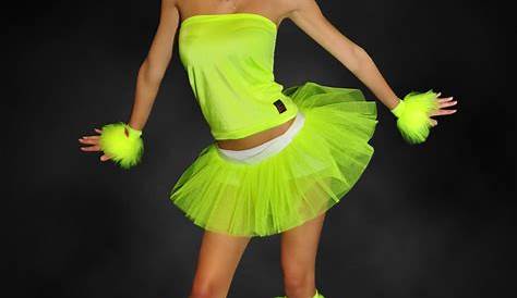 Cyber Bunny rave outfit top tutu fluffies UV Flo Yellow Neon outfits