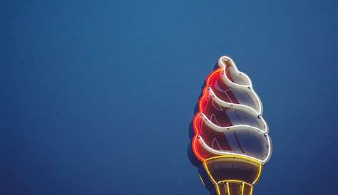 Neon Cone Hours Glowing Ice Cream Signboard In Circle Vector Image