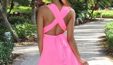 Neon Cut Out Dress Pink Hot High Neck Maxi Missguided