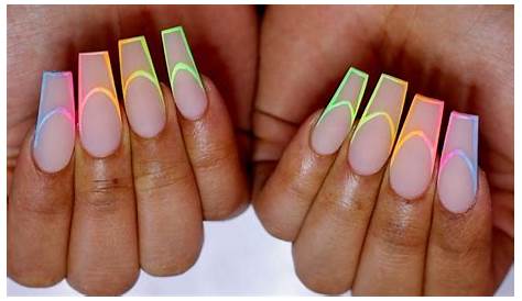 Neon French Outline Nails The Manicure Is The Latest Nail Trend To