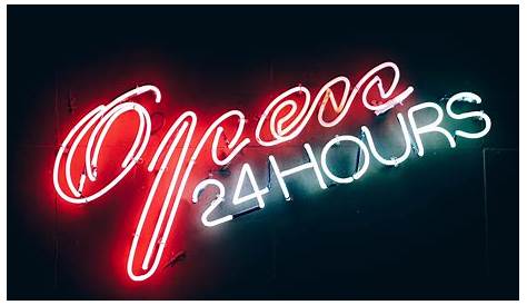 Neon Hours Sign Open 24 High Resolution Stock Photography And Images