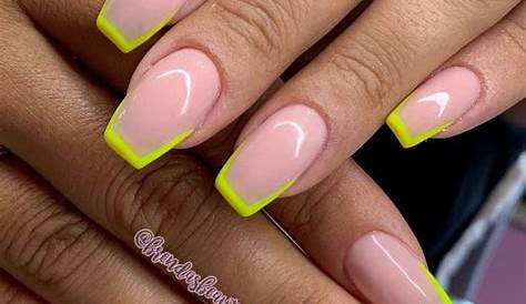 Neon Outline Nails Gel X Press On French Etsy