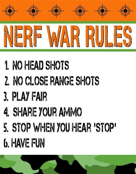 Nerf War Rules Printable