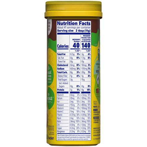 nesquik powder nutrition label