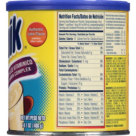 nesquik vanilla milk nutrition facts