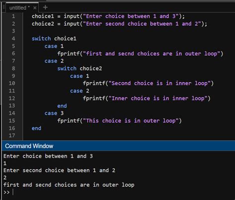 nested conditional statement matlab