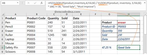 nested if and vlookup statements in excel