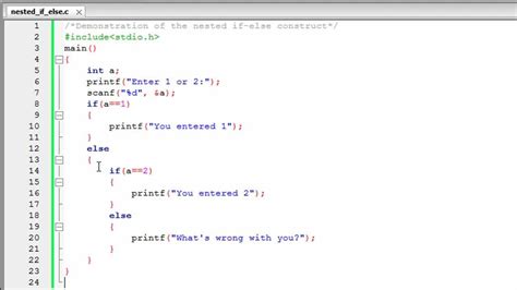 nested if else in c programming examples
