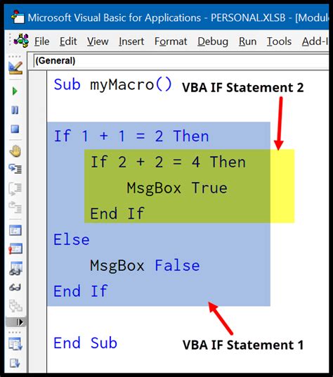 nested if excel vba