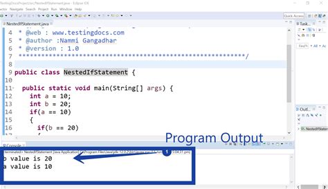 nested if statement program in java