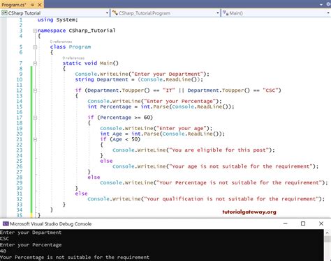 nested if statements c#