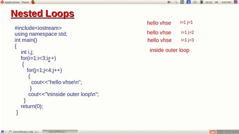 nested loops examples c++