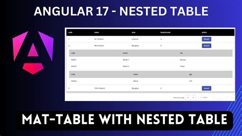 Nested Table Material Angular
