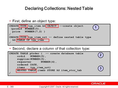 Nested Table Size Oracle