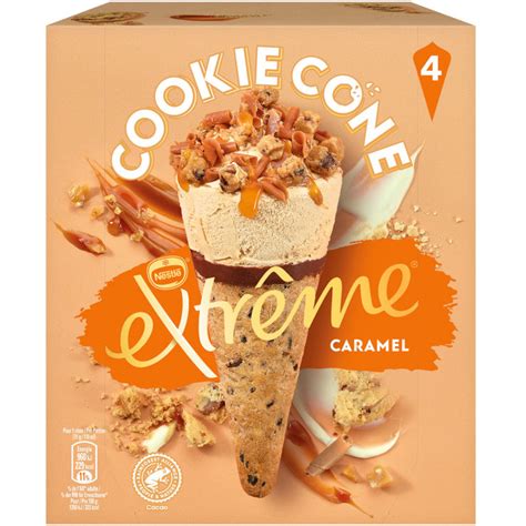nestle extreme caramel ice cream cookie cone
