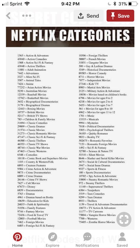Netflix Secret Codes Printable List