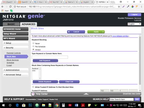 Block websites NETGEAR CG3000 V2 Optus