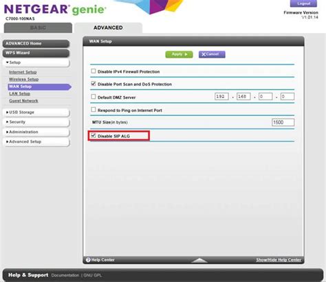 Disable SIP ALG