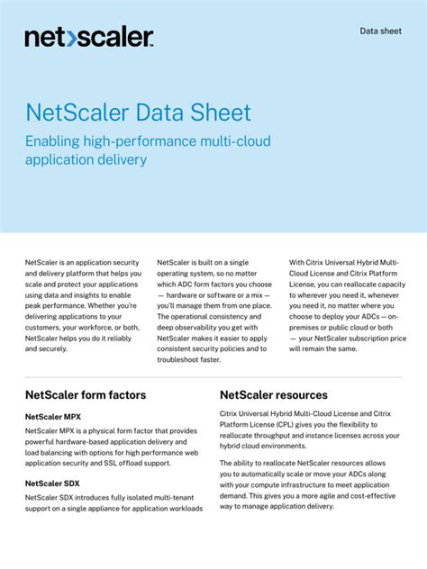 netscaler data sheet