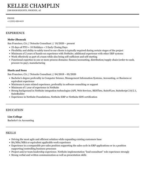 netsuite crm resume for retail