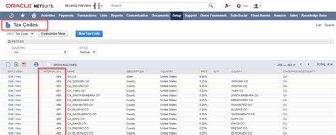 netsuite sales tax codes