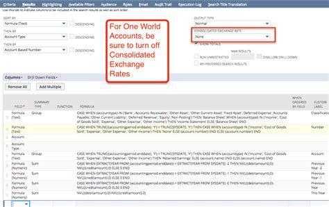 netsuite trial balance saved search