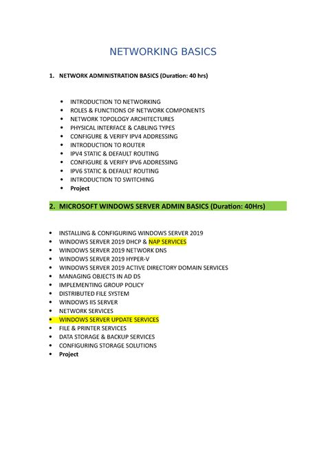 Network Administration Basics