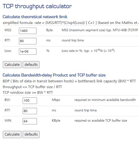 Network Data Throughput Calculator