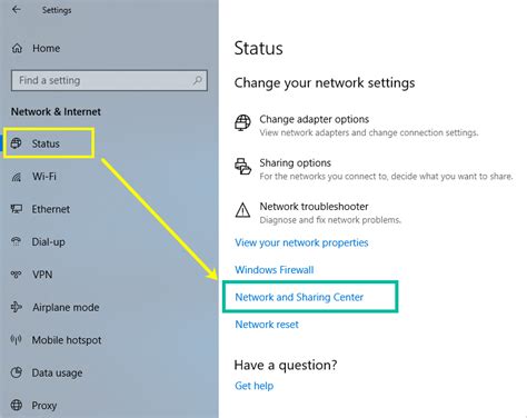 network sharing settings