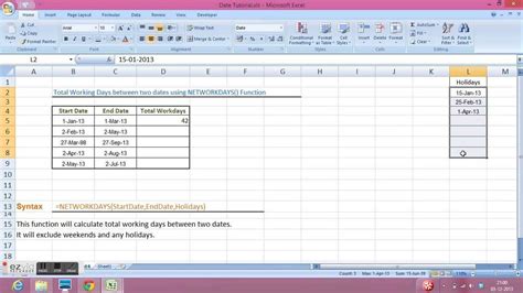 networkdays in excel between two dates