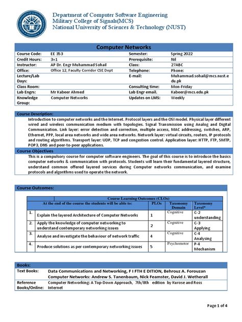 Networking Courses Outline