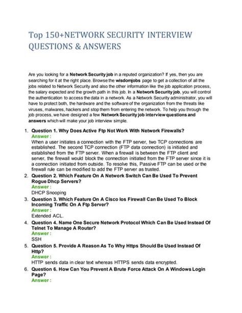 Networking Security Interview Questions And Answers
