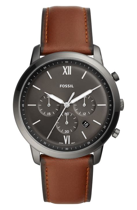 neutra chronograph brown leather watch fossil