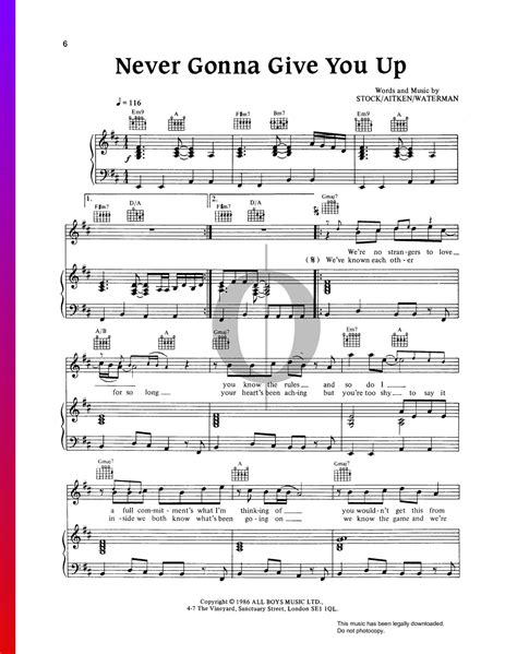 never gonna give you up pdf