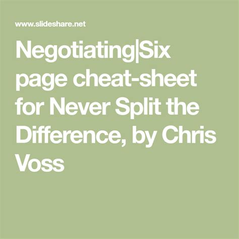 Never Split The Difference Pdf Cheat Sheet