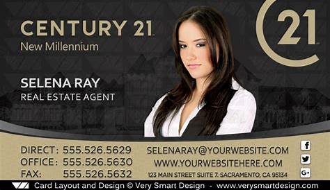 Century 21 Real Estate Business Cards with New C21 Logo Agents 5A Gold