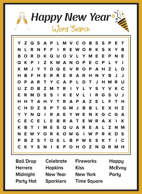 New Year's Word Search Printable Happiness is Homemade