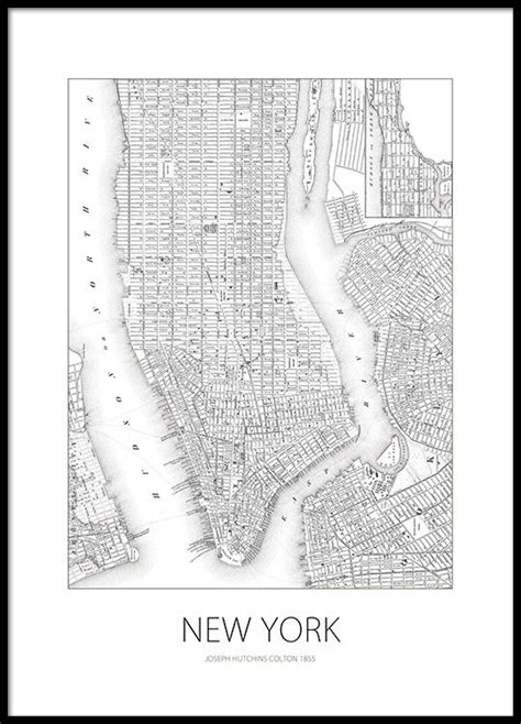 NEW YORK Map Print Modern City Poster Minimal Wall Art for Etsy