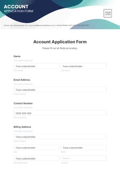 new account application form template