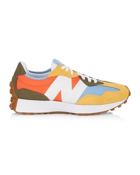 new balance 327 colorblocked leather sneakers