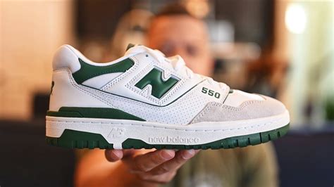 new balance 550 green on feet