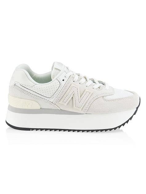 new balance 574 platform sneakers white