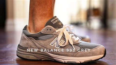 new balance 993 grey on feet