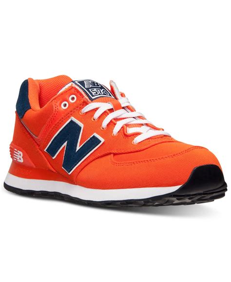 new balance men's shoes 574 orange and blue